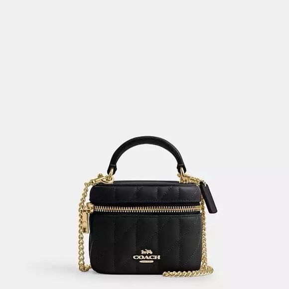 NWT Coach Ava Crossbody Bag With Quilting In Gold/Black Leather CY730 - Picture 6 of 11